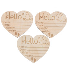 3 Stuks Houten Hartvormige Geboorte Aankondiging Bord Met Baby Naam