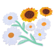 16Pcs Sunflower Daisy Embroidered Sewing Patches DIY Garment Repairs