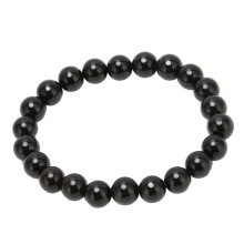 Pulsera apilable de ágata negra natural de 8 mm unisex