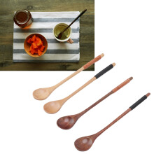 4 Stück Holzlöffel-Set mit langem Griff für Kaffee, Honig, Backen und Küche