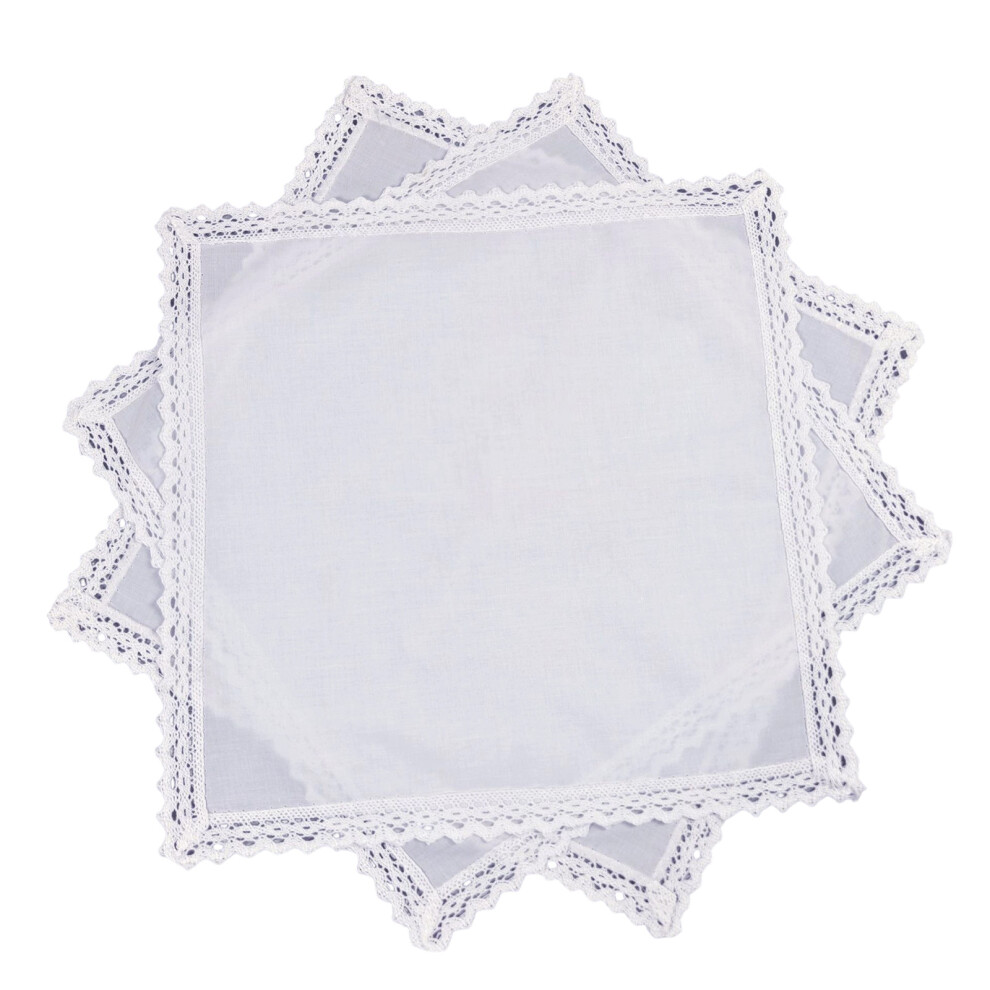 White Wedding Handkerchief Set 3 Piece Cotton Fabric