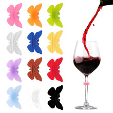 Marqueurs de verres à vin en Silicone pour fêtes, Clips-Papillon