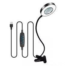 LED Magnifying Light 3.7inch Glass Lens 10 Dimming-Black