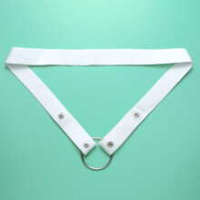 Men's Auxiliary Belt Chastity Lock, Elastic Two-Way Belt, White Underwear Ring, Fixing Belt, Chastity Gear Compatible