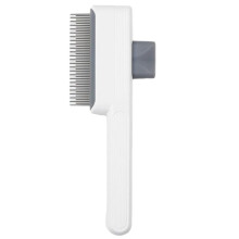 Flea Comb For Cats & Dog Self-Cleaning Release Button Stainless Steel Teeth Long & Short Non-Slip Handle 3.7x7.8 Inch