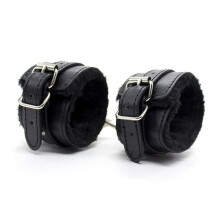 BDSM Handcuffs Black PU Leather Indoor Adjustable With Traction Chain, Role Playing Accessories, Couple Gift Model D5