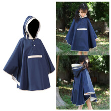 Portable Rain Poncho Waterproof Raincoat Nylon Dark Blue 1pcs