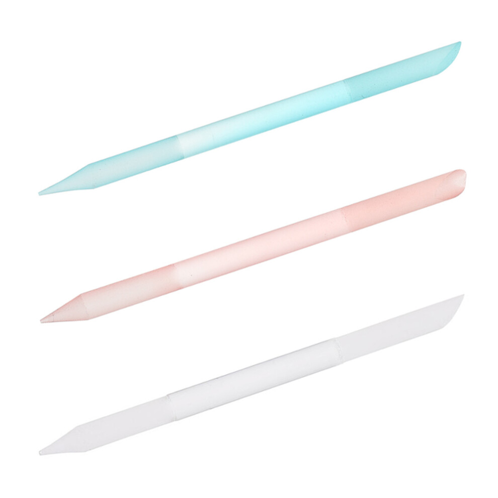 Solustre 3Pcs Glass Manicure Tools Cylindrical Nail Files Polishing Strips