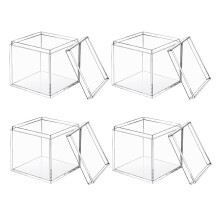4Pcs Clear Plastic Square Storage Boxes With Lids For Candy Jewelry
