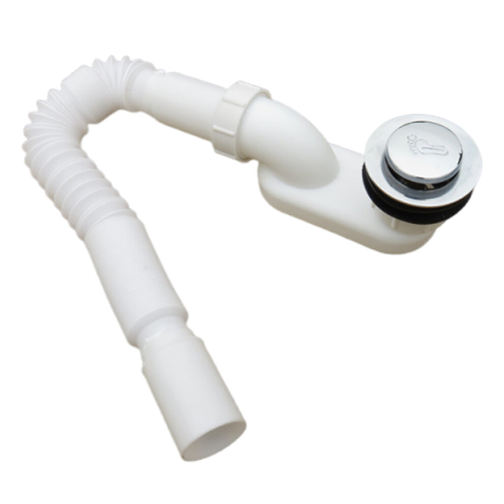 Flexible Bathtub Shower Drain Pipe Kit Flat Trap Telescopic Plastic 3394201597061