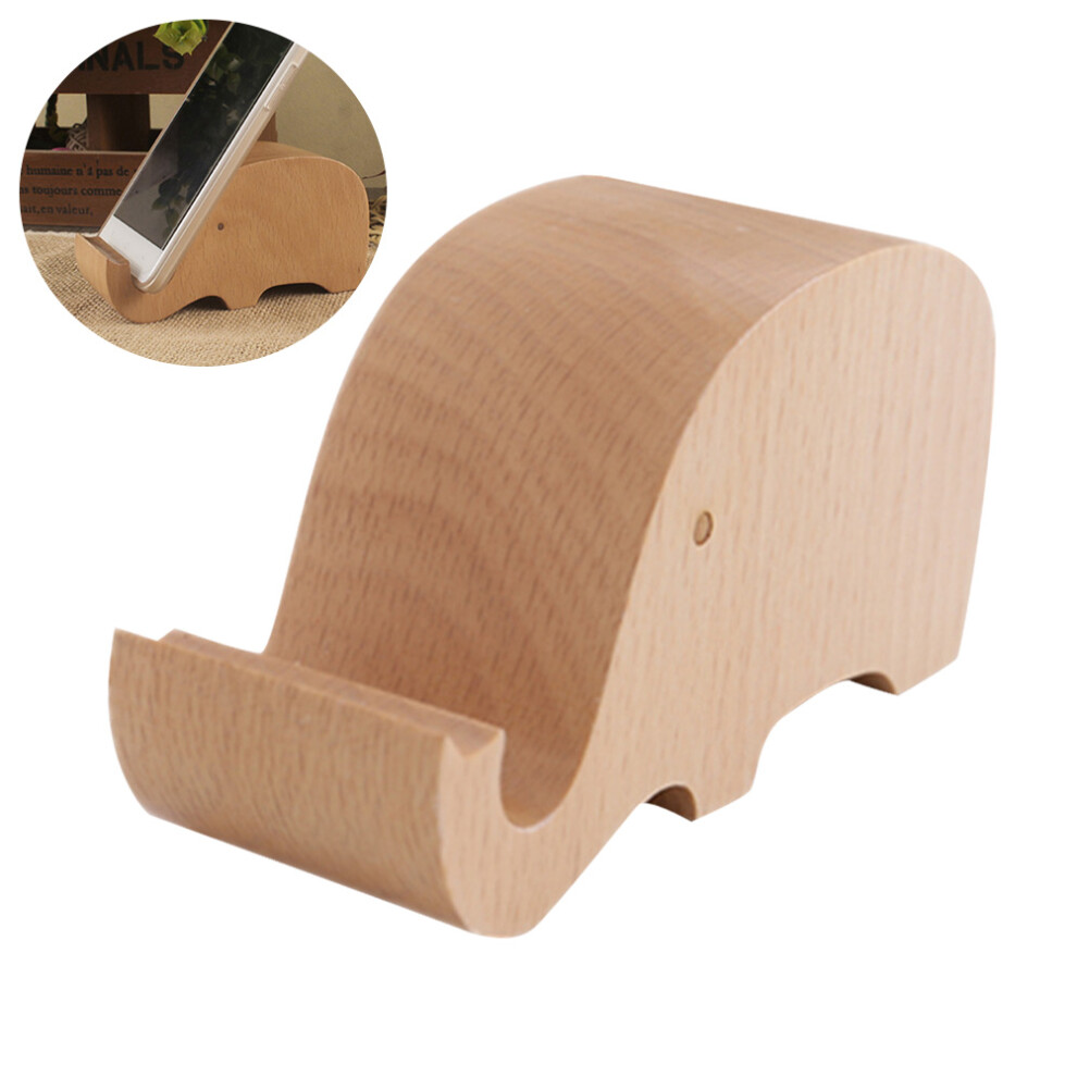 Wooden Elephant Phone Holder Desktop Stand For Smartphone 3397572521581