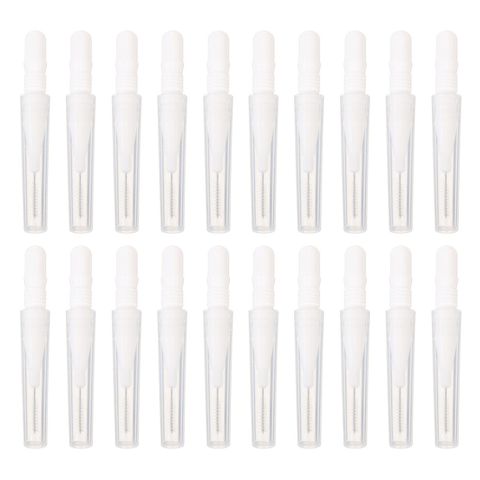 Happyyami White 20Pcs Mini Nylon Makeup Brushes Portable Cosmetic Eyebrow Brush