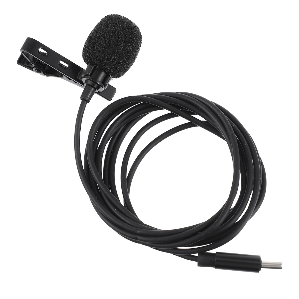Usb-C Lavalier Microphone Clip-On Tiny Mic For Clear Audio Black 3397572524018