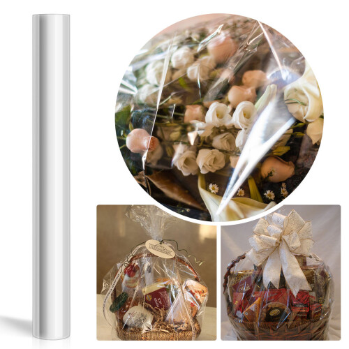 Cellophane Wrap Roll Clear Wrapping Paper For Hamper Flower Basket
