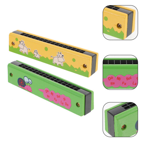 2pcs 16-Hole Wood Harmonica for Beginners 2