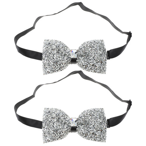 2Pcs Sequin Rhinestone Bow Ties For Men And Boys 1