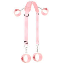 Sex Bondage BDSM Kit Bed Restraints Set With Handcuffs Neck To Thigh Ankle Adjustable Leg Straps Rope Tie Set