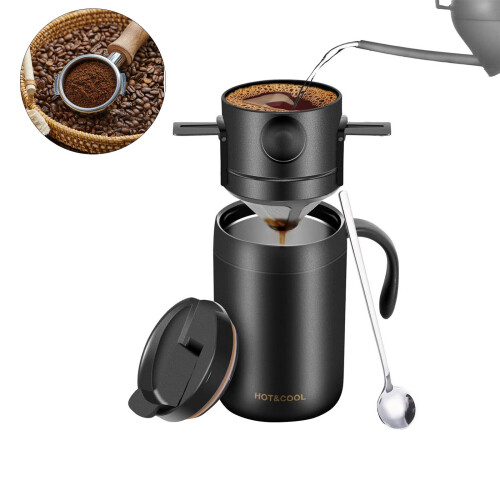 Transportable Camping Coffee Maker Set With Collapsing-Black