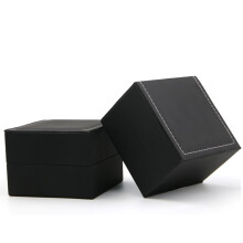 portable watch case black pu leather storage box 9.5x9.5x6.5cm