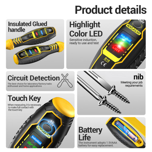 Digital Voltage Detection Pen Not Contact-Yellow one length he 1