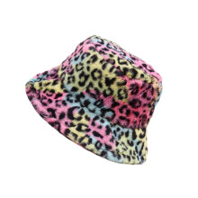 1Stk Weicher Plüsch Fischerhut Leopard Muster Winter Bucket Cap Damen