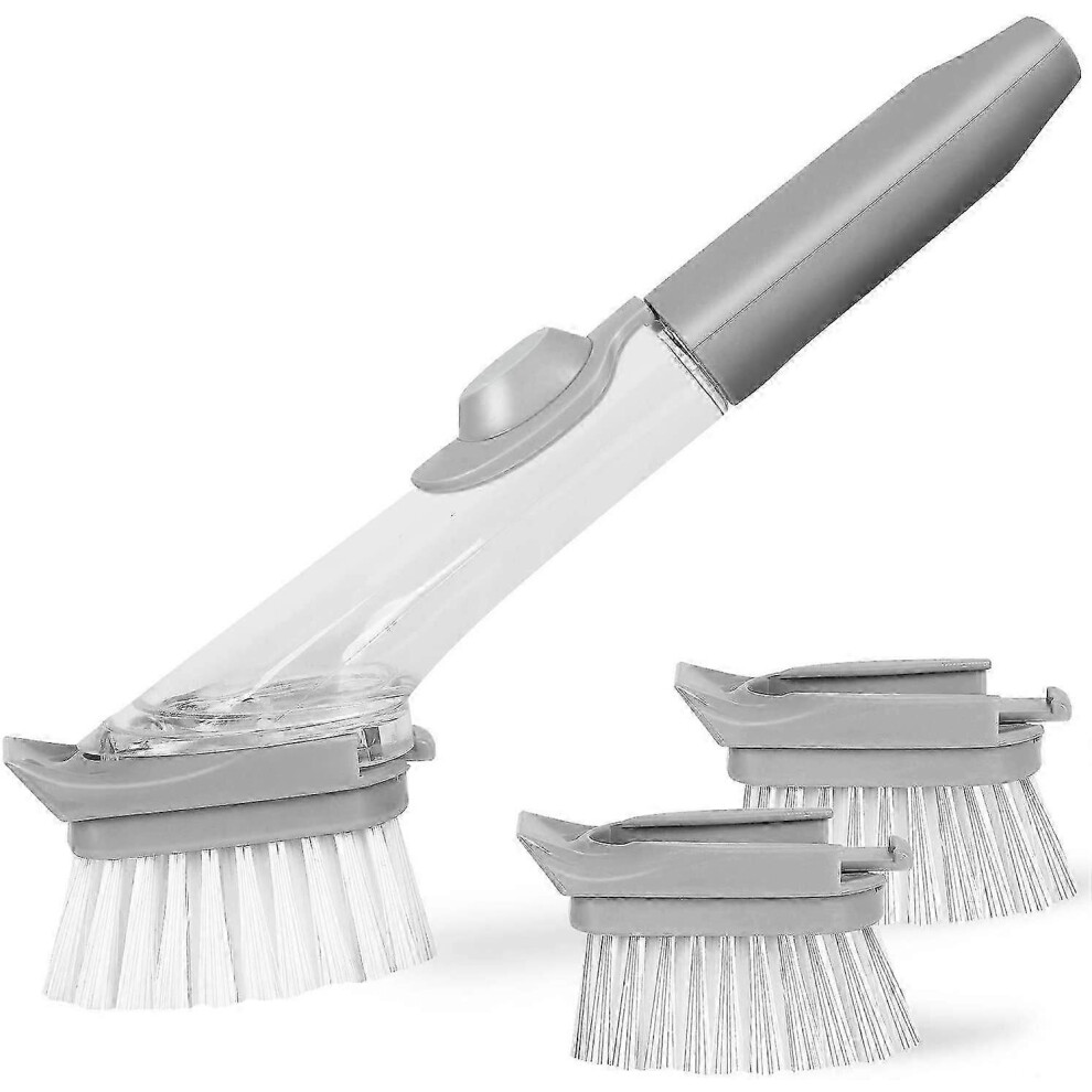 Kikidex (As Show, One Size) Soap Dispensing Dish Brush, Kitchen Scrub Brush For Pans Pots Sink