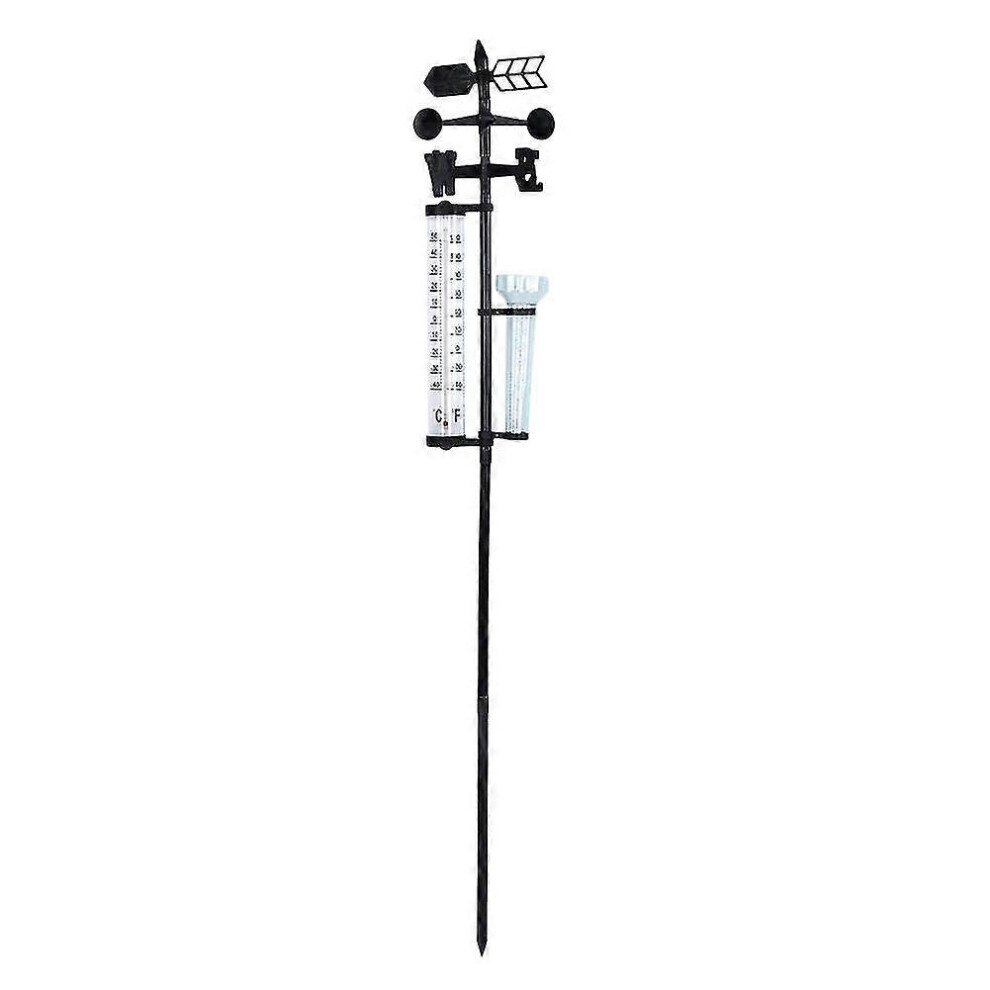 Kikidex (As Show, One Size) Garden Weather Station, Weather Station Rain Gauge, Wind Gauge Rain Gauge And Thermometer For Garde
