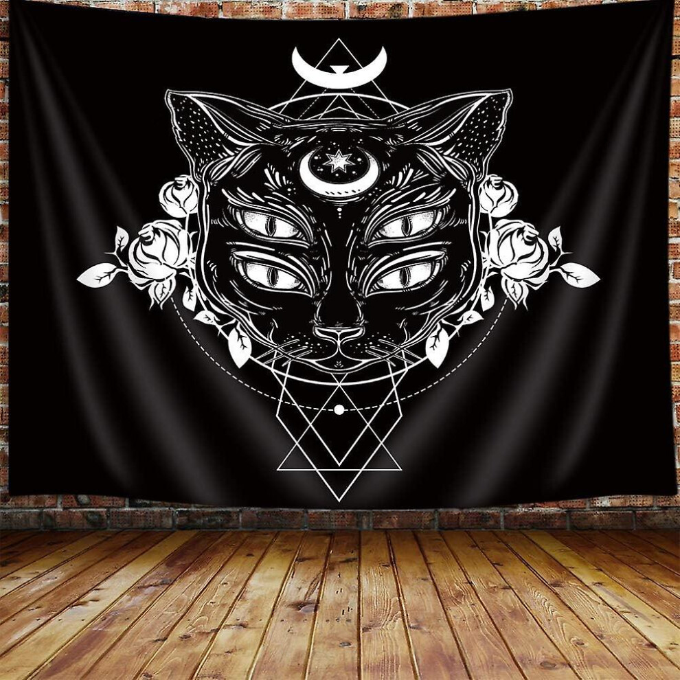 Kikidex (As Show, One Size) Cat Goth Decor Tapestry For Men, Trippy Gothic Witch Moon Cool Anime Tapestry Wall Hanging For Bedroom, 60X51inches Black