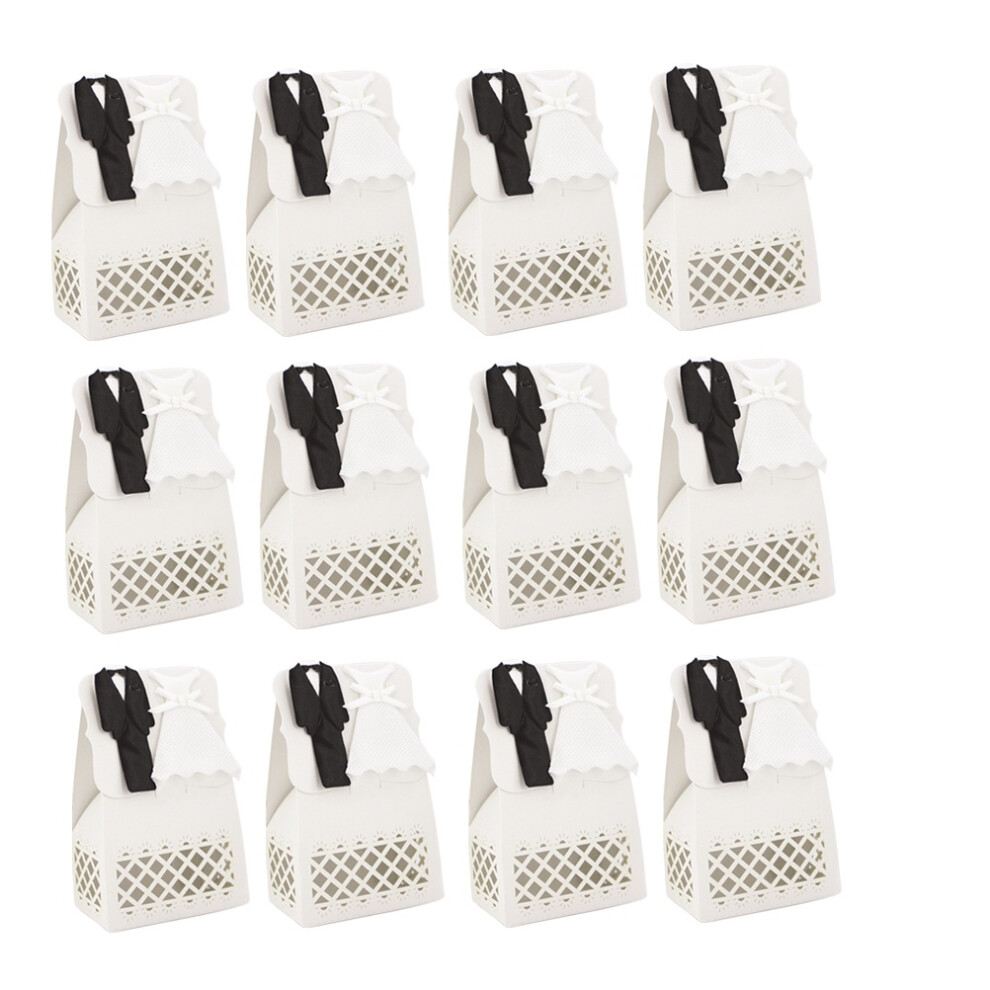 12 Sztuk PudełEk Na Cukierki ŚLubne Z Motywem PanieńSki Tuxedo-image