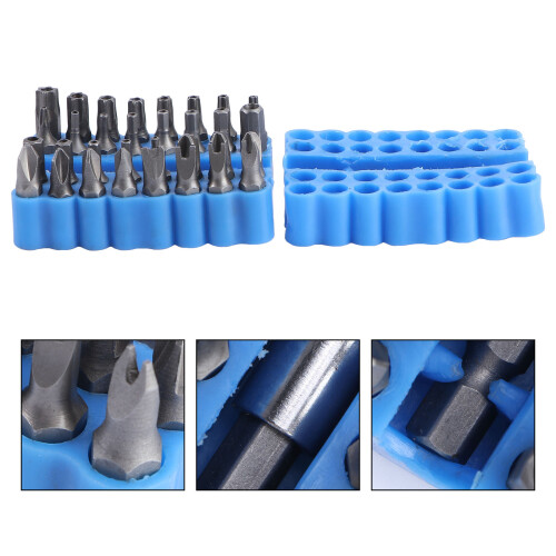conjunto 33 peças ponteiras segurança hexagonal com suporte 2