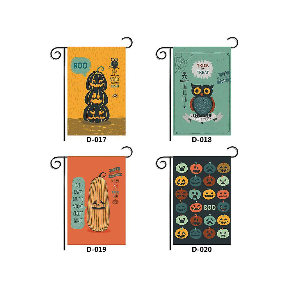 Kikidex (As Show, One Size) 4Pcs Welcome Halloween Garden Flag, 30*45Cm Double-Sided Haunted House Flag, Outdoor Halloween Decoration