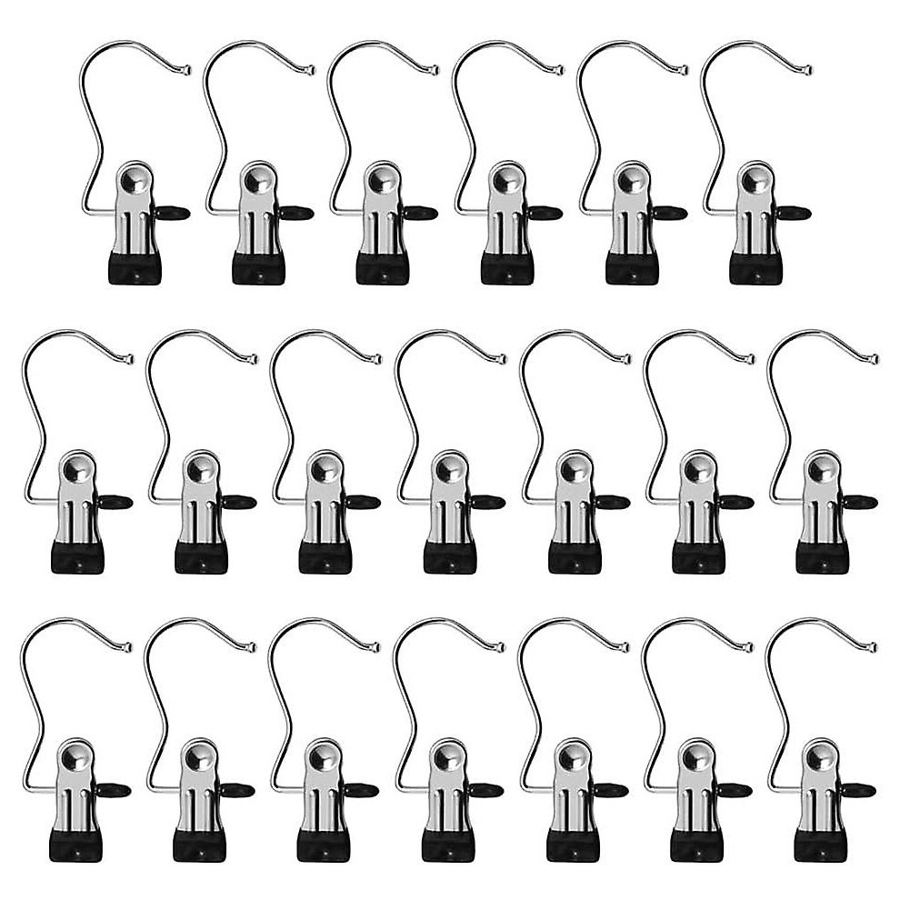 Kikidex (As Show, One Size) Laundry Hook, 20 Pieces Hanging Clothes Pegs, Multipurpose Rotating Hanger, Closet Wardrobe Hangers Clip(Black) Black