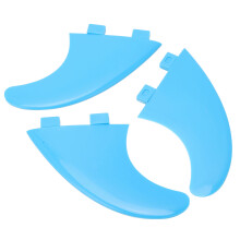 3Pcs Blue Nylon Plastic Surfboard Fins, Thruster Set for Longboards