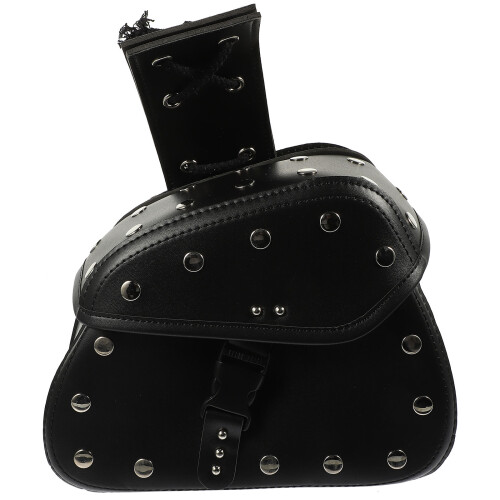 2Pcs Black PU Motorcycle Tool Saddlebags for Storage