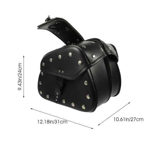 2Pcs Black PU Motorcycle Tool Saddlebags for Storage 2