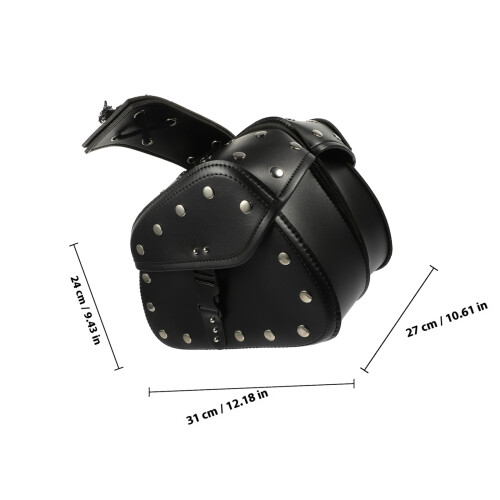 2Pcs Black PU Motorcycle Tool Saddlebags for Storage 1