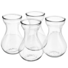 4pcs small clear glass hyacinth vases for buds and centerpieces