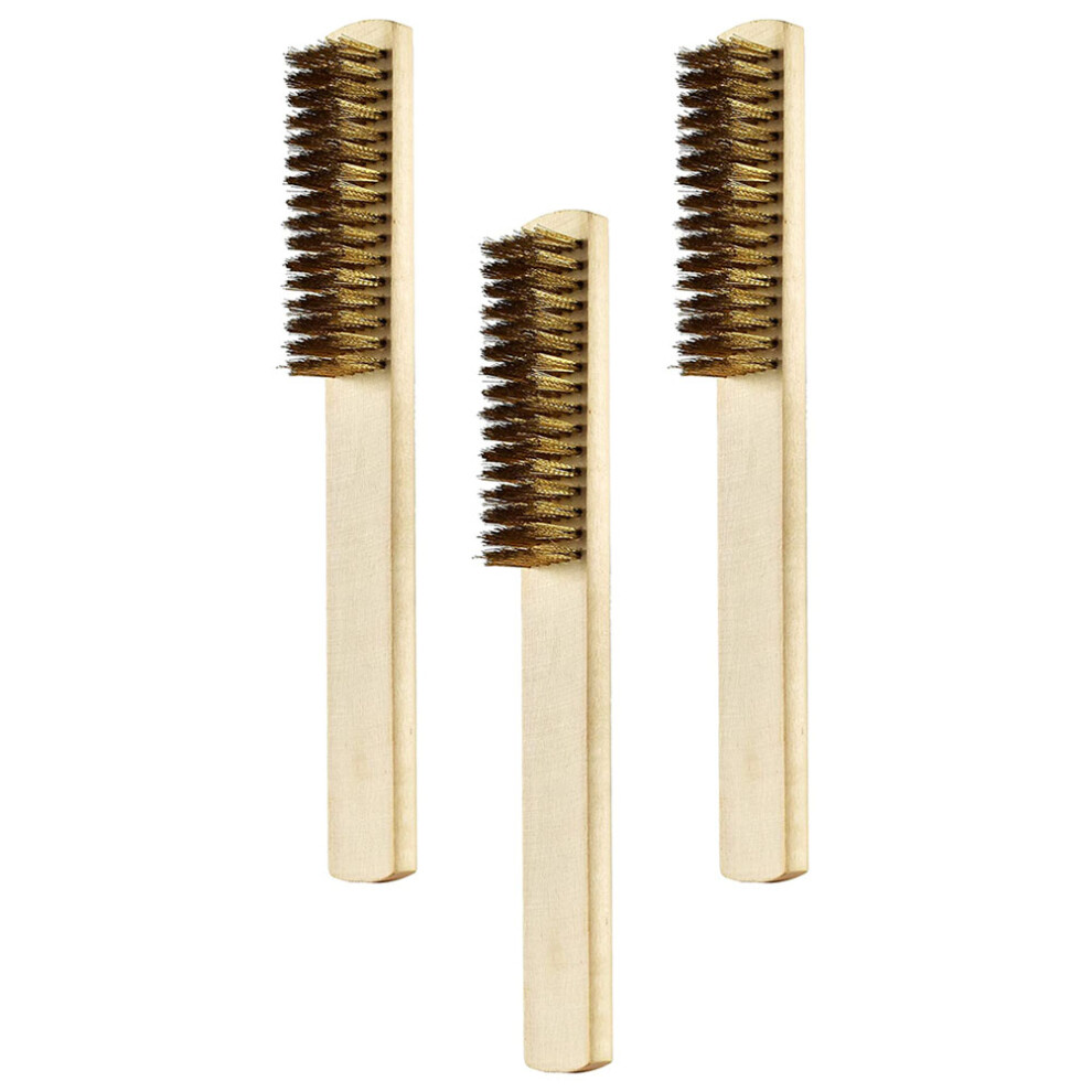 Photos - Other Hand Tools 3Pcs Copper Wire Brush With Wooden Handle For Cleaning