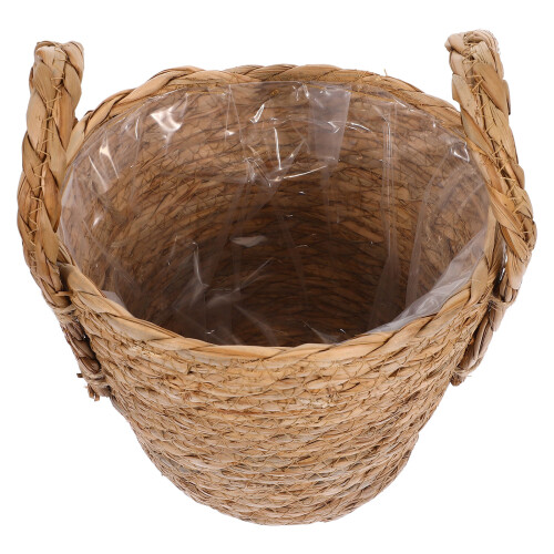 1Pc Home Decor Retro Storage Straw Flowerpot Multipurpose Planter 16Cm
