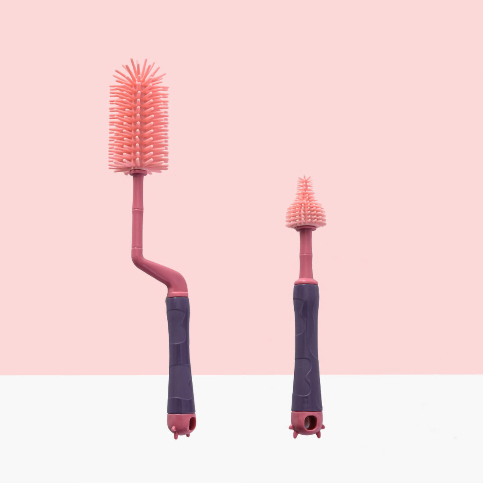 3pcs Baby Silicone Milk Bottle Brush Set with Soft Heads – Purple
