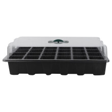 3pcs 24-cell plant germination tray with lids, holes, black