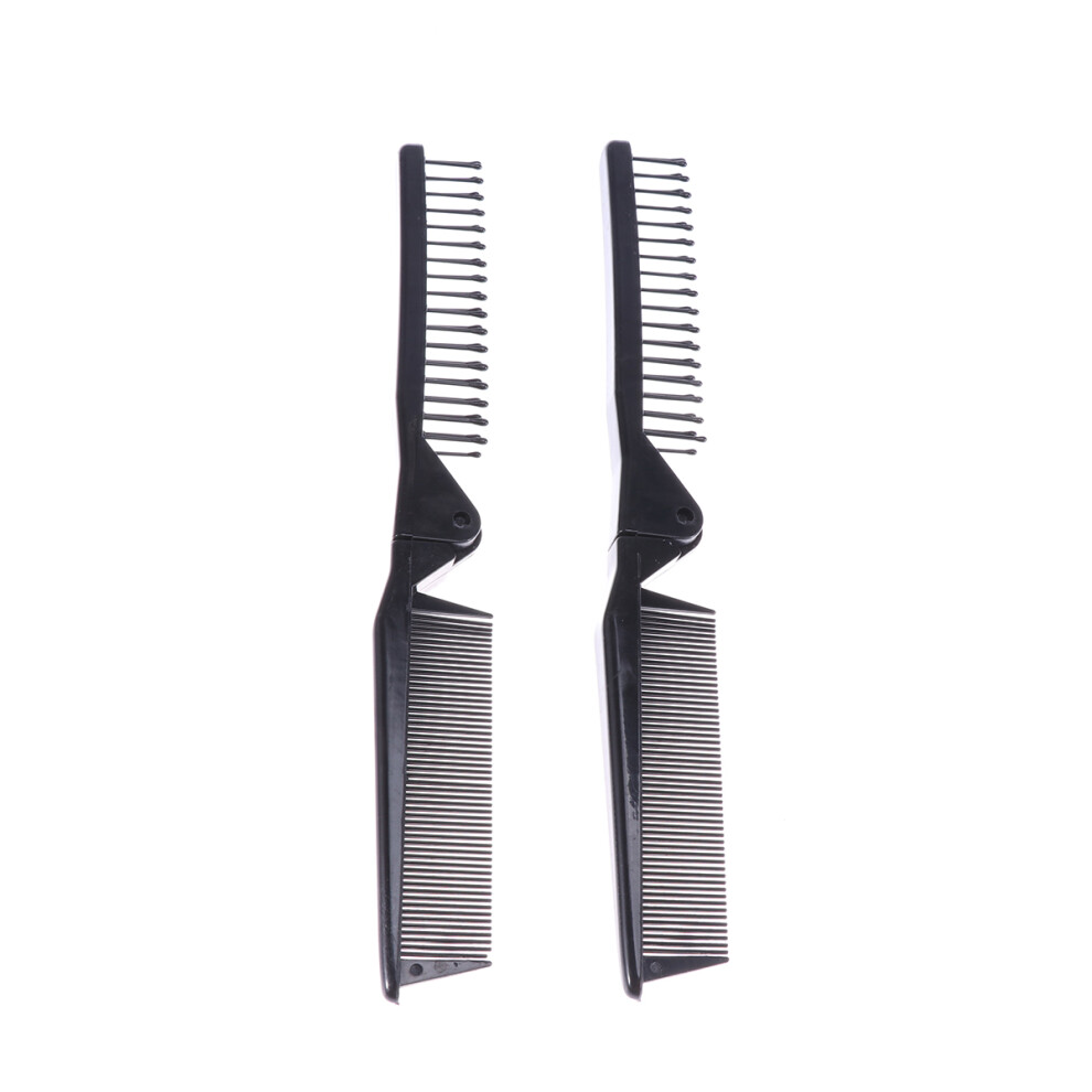 Totority Unisex Black 5Pcs Foldable Double-Headed Comb For Long Straight Hair, Anti-Static