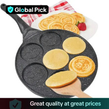 (Black, 1 Count) 7 Hole Pancake Cooking Pan, Non Stick Pancake Pan with Handle, Creative Shaped Breakfast Cookware for Home Kitchen, Crepe Maker Pan