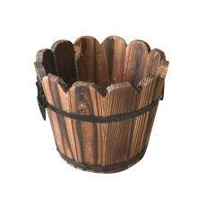 Solid Wood Carbonized Flower Pot For Balcony Planting Home Decor