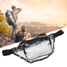 Multipurpose PVC Waterproof Waist Bag with Zipper Black Fanny Pack for Travel