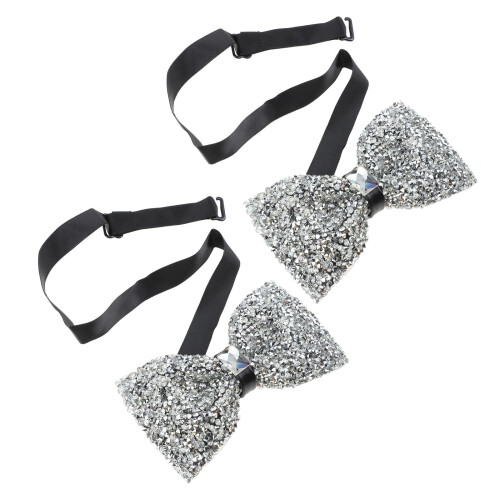 2Pcs Sequin Rhinestone Bow Ties For Men And Boys