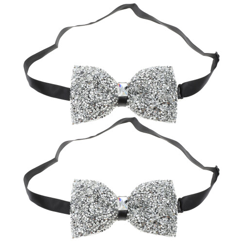 2Pcs Sequin Rhinestone Bow Ties For Men And Boys 1
