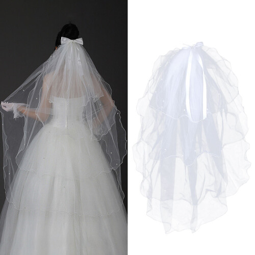 Bride Veil With Comb Wedding Bow Veil Brides Short Veils 1