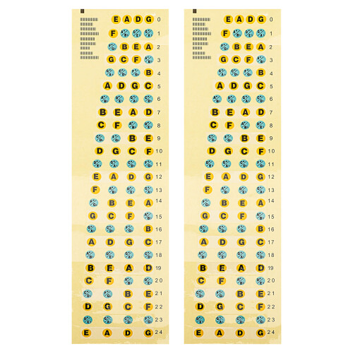 2 pezzi adesivi basso, mappa note tastiera per principianti