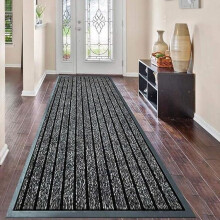 (Grey - Rubber Barrier Mat, 80 x 300 cm) Heavy Duty Washable Non Slip Rubber Backing Carpet Mat for Outdoor and Indoor Kitchen Bedroom Floor Mat